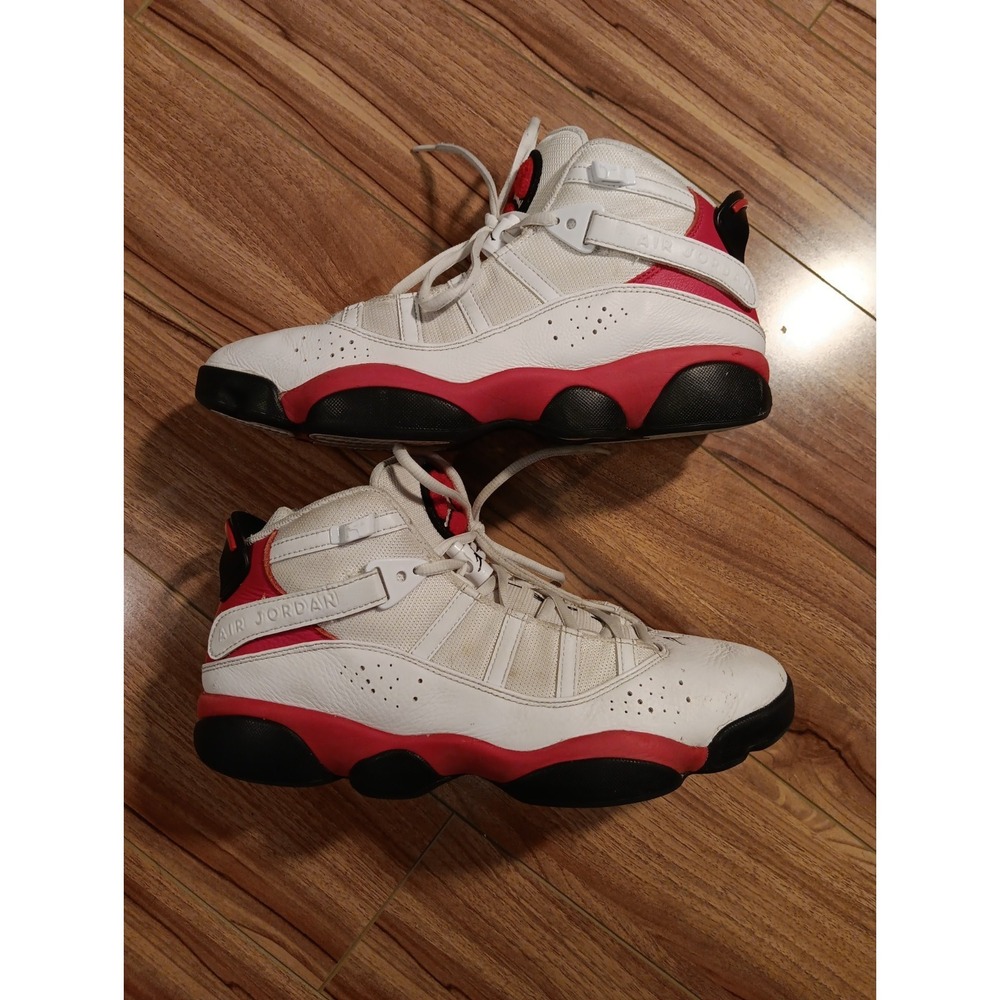 Nike Air Jordan 6 Rings Mens Size 10 White Red Athletic Basketball Shoes Sneaker
